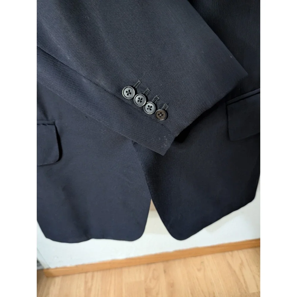 Vtg Bespoke Hong Kong Tailored Navy Blazer A. Man Hing Cheong Custom‎ Lined 42R